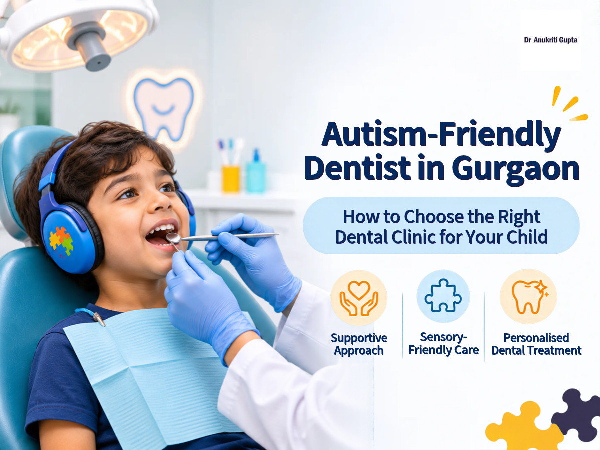 Autism-friendly dentist in Gurgaon explaining dental care to a child.